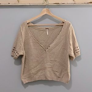 Free People Knit Short Sleeve Blouse